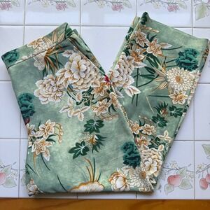 Cynthia Rowley Floral Trousers Womens 12 Green Straight Leg Pants